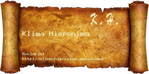Klima Hieronima névjegykártya